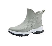 Half Wellies for Women Womens Waterproof Boots Gardening Shoes Womens Original Women's Fashion Rain Shoes Outside Kitchen Rubber Soft Bottom Comfortable Middle Tube Rain Boots and Garden Shoe Grey