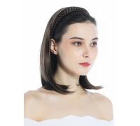 Half Wig Hair Piece Braided Hair Band Shoulder Length Smooth Braun Ash Brown