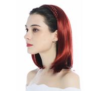 Half Wig Hair Piece Braided Hair Band Shoulder Length Smooth Red Copper Red