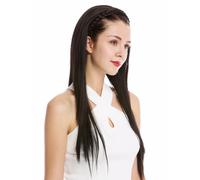 Half Wig Hair Piece Noble Braided Headband Smooth Very Long 70cm Dark Brown