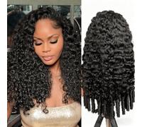 Half Wig Human Hair Burmese Curly 3 In 1 Half Wig with Spiral Curls End Glueless Wigs 180% Density Flip Over Beginner Friendly Wear Go Drawstring Wigs No Glue No Sew Natural Color 20 Inch