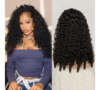 Half Wig Human Hair Burmese Curly Wig for Women 3 In 1 Seamless Flip Over Half Wigs Beginner Friendly Glueless Wigs Human Hair with Spiral End Natural Color 26INCH