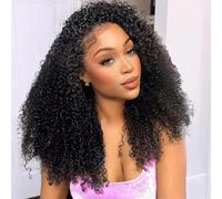Half Wig Human Hair Kinky Curly 3 In 1 Seamless Flip Over Drawstring Curly Half Glueless Wigs for Women Human Hair Wear and Go Half Up Half Down Headband Wig Human Hair 20 Inch