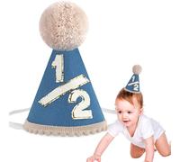Half-Year Birthday Hat Unisex, marking the journey towards one year 6-month birthday crown-adorned cone hat A milestone gift for baby girls and boys