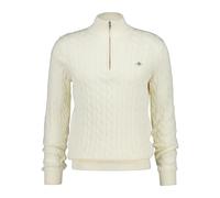 GANT Men's Cotton Cable Half Zip Pullover Sweater, Cream, S