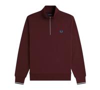 Half-Zip Cotton Sweatshirt with Laurel Embroidery, male, Fred Perry, Zip-throughs, Red, XL, Sweatshirts & Hoodies XL