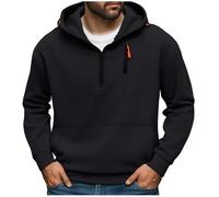 Half Zip Hoodie Jumpers for Men Fleece Lined Sweatshirt Work Hooded Pullover Long Sleeve Sweater Thermal Plain Tops Classic Hoodies 1/4 Zip Jumper Autumn Winter Sweatshirts Outdoor Hiking Jacket