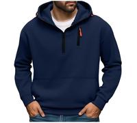 Half Zip Hoodie Jumpers for Men Fleece Lined Sweatshirt Work Hooded Pullover Long Sleeve Sweater Thermal Plain Tops Classic Hoodies 1/4 Zip Jumper Autumn Winter Sweatshirts Outdoor Hiking Jacket