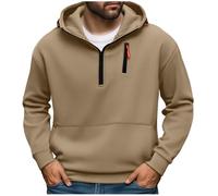 Half Zip Hoodie Jumpers for Men Fleece Lined Sweatshirt Work Hooded Pullover Long Sleeve Sweater Thermal Plain Tops Classic Hoodies 1/4 Zip Jumper Autumn Winter Sweatshirts Outdoor Hiking Jacket