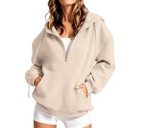 Half Zip Hoodies for Women UK 1/4 Zipper Oversized Sweatshirts Casual Relaxed Fit Long Sleeve Basic Solid Pullover Tops with Pockets Athletic Gym Running Jumpers Fall Winter Trendy Y2k Clothes