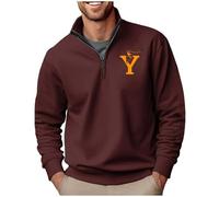 Half Zip Jumper Men, Mens Sweatshirts Letter Print Quarter Zip Jumpers Sports Work Pullover with Pockets Stand Collar Long Sleeve Tops Sweaters for Autumn Winter, Travelling and Walking Wine