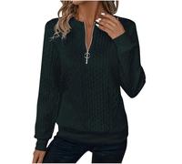 Half Zip Jumper Women Casual Ladies Knit Sweatshirt Elegant Casual Long Sleeve Pullover Tops Autumn Winter Sweat Top Warm Tunics Thin Pullover Sweaters Trendy Womens Fleece Tops