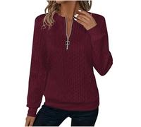 Half Zip Jumper Women Casual Ladies Knit Sweatshirt Elegant Casual Long Sleeve Pullover Tops Autumn Winter Sweat Top Warm Tunics Thin Pullover Sweaters Trendy Womens Fleece Tops