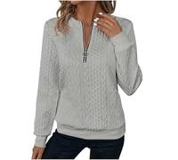 Half Zip Jumper Women Casual Ladies Knit Sweatshirt Elegant Casual Long Sleeve Pullover Tops Autumn Winter Sweat Top Warm Tunics Thin Pullover Sweaters Trendy Womens Fleece Tops