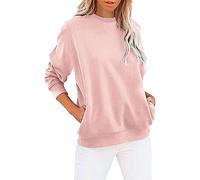 Half Zip Jumper Women Grey Hoodie End Of Year Gifts for Women Exercise Women's Crew Neck Solid Color Sweatshirt Long Sleeves Casual Pullover Cute Lightweight Loose Tops (Pink-3, XL) Clearance Store