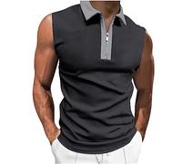 Half Zip Polos Shirts for Men UK Clearance Sleeveless Polos Shirt Contrast Color Vests Patchwork Casual Tank Top Turn-Down Collar Slim Fit Gym Running Vests T Shirts