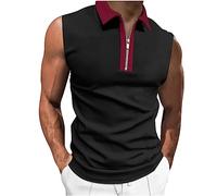 Half Zip Polos Shirts for Men UK Clearance Sleeveless Polos Shirt Contrast Color Vests Patchwork Casual Tank Top Turn-Down Collar Slim Fit Gym Running Vests T Shirts