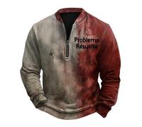 Half Zip Pullover Men's Without Hood Shirt with Zip and Long Sleeves and Lapels, 2025, Halloween Sweatshirt, Long Sleeve Crew Neck Blood Splash Pattern Tops, Outdoor Shirts, F, S