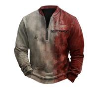Half Zip Pullover Men's Without Hood Shirt with Zip and Long Sleeves and Lapels, 2025, Halloween Sweatshirt, Long Sleeve Crew Neck Blood Splash Pattern Tops, Outdoor Shirts, K, 4XL