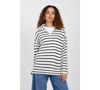 Half Zip Striped Fisherman Knit Jumper Brave Soul Cream S
