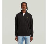 Half Zip Sweater Label Badge - Black - Men XS