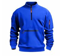Half Zip Sweatshirts for Men UK, Long Sleeve Solid Cuffed Sweatshirts Pullover, Mens Casual Comfy Thermal Tops with Pockets, Heavy Duty Fashion Sweatshirt No Hood, Autumn Winter Tops for Men Blue