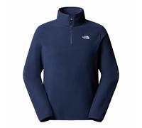 Half Zip-Up Fleece Sweatshirt with High Neck and Logo Navy Blue