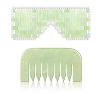 Halfchet Jade Eye Mask and Jade Comb Set Includes Weighted Eye Mask to Eliminate Wrinkles Puffiness Headache and Migraine Relief Handheld Natural Jade Massage Comb for Head Caring Therapy