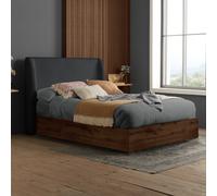 Halfden - King Size - Boucle Winged Wooden Ottoman Storage Bed - Grey - Boucle Fabric - 5ft