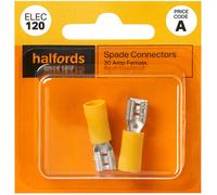 Halfords Spade Connectors 30 Amp/Female Semi Insulated (ELE120)