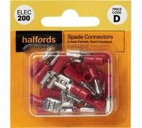 Halfords Spade Connectors 5 Amp .250 Female S/insulated (ELEC200)