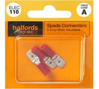 Halfords Spade Connectors 5 Amp/Male (ELEC110)
