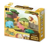 HALFTOYS Animal World Play Set | Magnetic Puzzle Toys with Diorama Storage Case | Includes 5 Models for Creative Play and Learning (Animal)