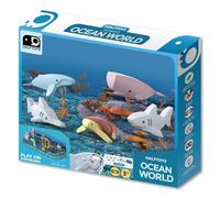 HALFTOYS Animal World Play Set | Magnetic Puzzle Toys with Diorama Storage Case | Includes 5 Models for Creative Play and Learning (Ocean)