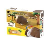 Halftoys Single Animal - Gnu | Magnetic 3D Puzzle Toy | Multi-Sensory Learning | Safe, Durable & Washable | Perfect for Little Hands