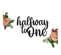 Halfway to One Cake Topper, 6 Months, Half Birthday, Double Sided Glitter Card Toppers (BLACK)