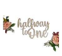 Halfway to One Cake Topper, 6 Months, Half Birthday, Double Sided Glitter Card Toppers (CHAMPAGNE GOLD)