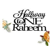 Halfway to One Cake Topper, Custom Name | 6 Months, Half Birthday, Double Sided Glitter Card Toppers (STYLE 1, BLACK)