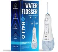 Hali-Q Cordless Water Flosser | Portable Oral Irrigator | 5 Pressure Modes (40-140 psi) | 300ml Water Tank | 5 Nozzles | USB Rechargeable | IPX7 Waterproof | Gravity Ball System | Up to 30 Days Batter