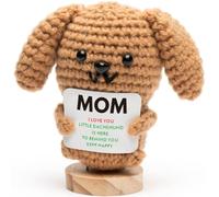 HALIAFANCY for Mom with Card Decoration, Positive Crochet Animals Dachshund Emotional Support Crochet Doll for Weiner Dog Lovers, Already Made Handmade Cheer Up Gifts for Women