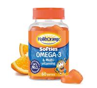 Haliborange Omega 3 Kids Softies, Orange Flavour, 60 Chewable Gummies | Children's Omega 3 Fish Oil Supplement with Vitamins A, C, D & E, Delicious Orange Flavour, Everyday Nutrition for Kids