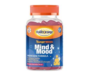 Haliborange YoungerMinds Mind & Mood Gummies for Kids 6-16 | Sugar-Free Daily Supplement with Magnesium, L-Tyrosine, Thiamin & Chamomile | Supports Focus, Calm & Emotional Balance - 60 Gummies