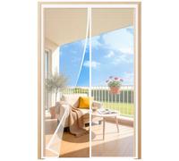 HALIDOOR Magnetic Fly Screen Door 140x200cm White | No Drill Mosquito Net for Balcony & Patio | Self-Sealing Mesh Insect Screen