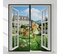 HALIDOOR No Drill Fly Screen Window 60x85cm, Light Transparent, Tear-Resistant Polyester Mesh, Insect & Mosquito Protection with Automatic Closure, Easy Installation, Black
