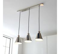 halifax 3 light white shade ceiling light in bright nickel