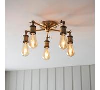 halifax 5 light semi-flush pendant ceiling light in antique brass