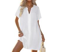Halife White Cover Ups for Swimwear Women Summer Short Sleeve Bathing Suit Cover Up Beach Bikini Coverup L, White, Large