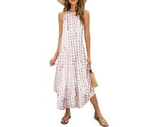 Halife Women's Summer Casual Sleeveless Beach Dress Long Halter Side Slit Maxi Sun Dresses, 2-coffee, L