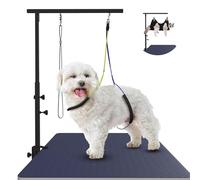 Haligo Dog Grooming Arm with Hammock, Adjustable Pet Grooming Stand with Clamp, Nooses & No-Sit Haunch Holder, Stainless Steel Grooming Restraint for Small Medium Dogs/Cats at Home