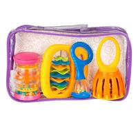 Halilit Baby Band Musical Instrument Gift Set. 4 Piece Babies Sensory Music Toy Set Includes Rain Maker, Clip Clap, Cage Bell, Baby Maraca & Clear Carry Case. Suitable for Baby Boys & Girls 6 month +